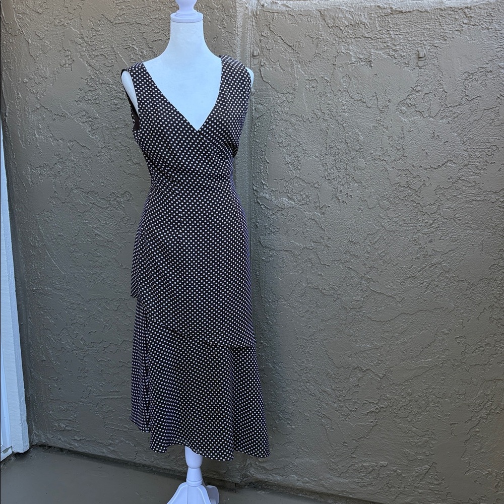 YL by Yair Elegant Brown Polka Dot Dress